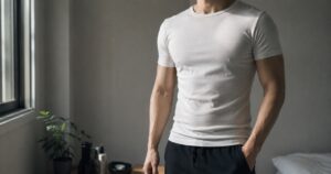 体脂肪10%前後の引き締まった30代男性の体